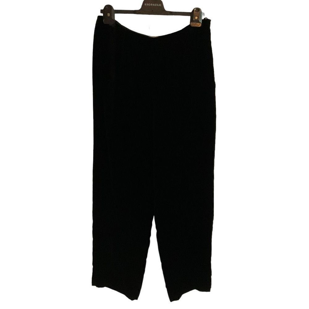 Carlisle Pants Flat Front Velvet Velour Black Side Zipper Lined Size 14